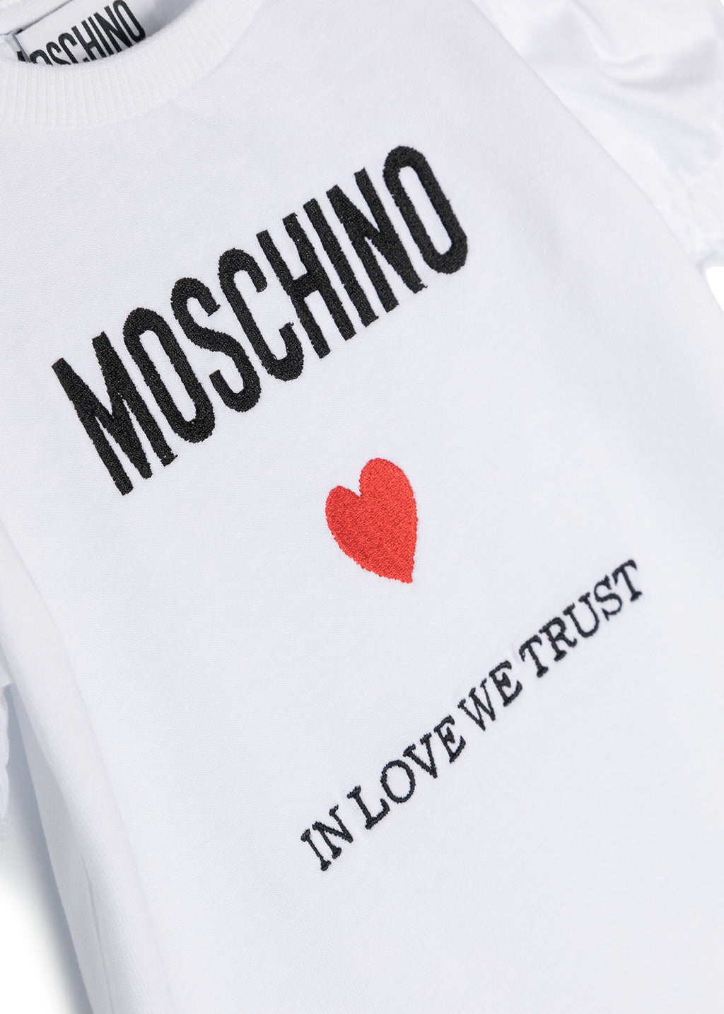Moschino Kids White Romper with Logo Embroidery