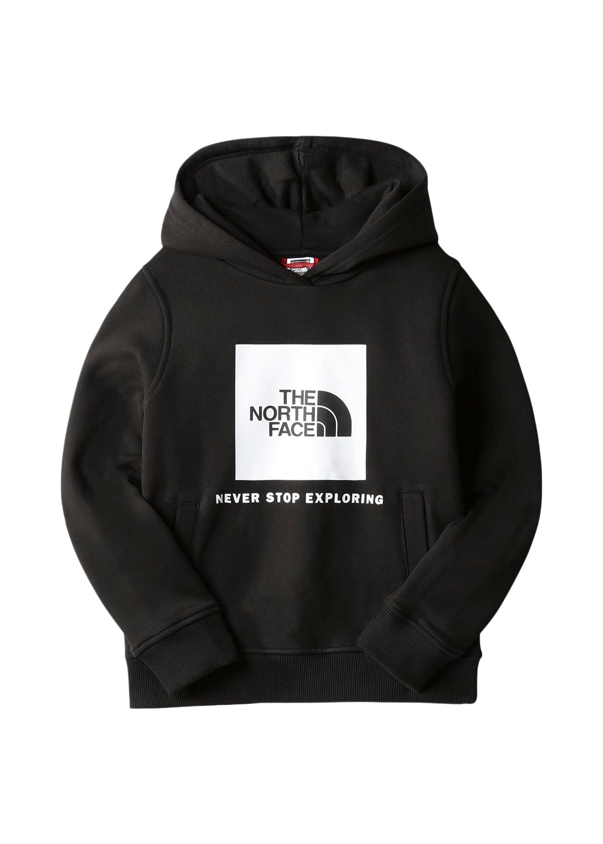 The North Face Kids Felpa Nera con Cappuccio e Stampa