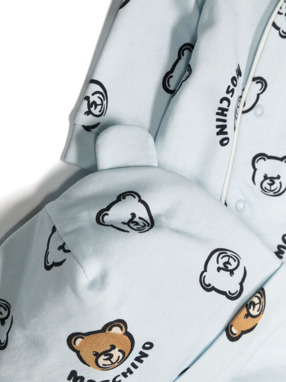 Moschino Kids Tutina con Berretto Teddy Bear Celeste