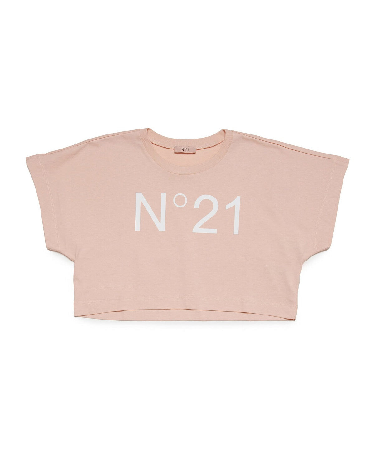 N°21 T-Shirt Rosa Cipria Cropped con Logo