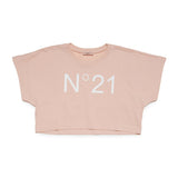 N°21 T-Shirt Rosa Cipria Cropped con Logo