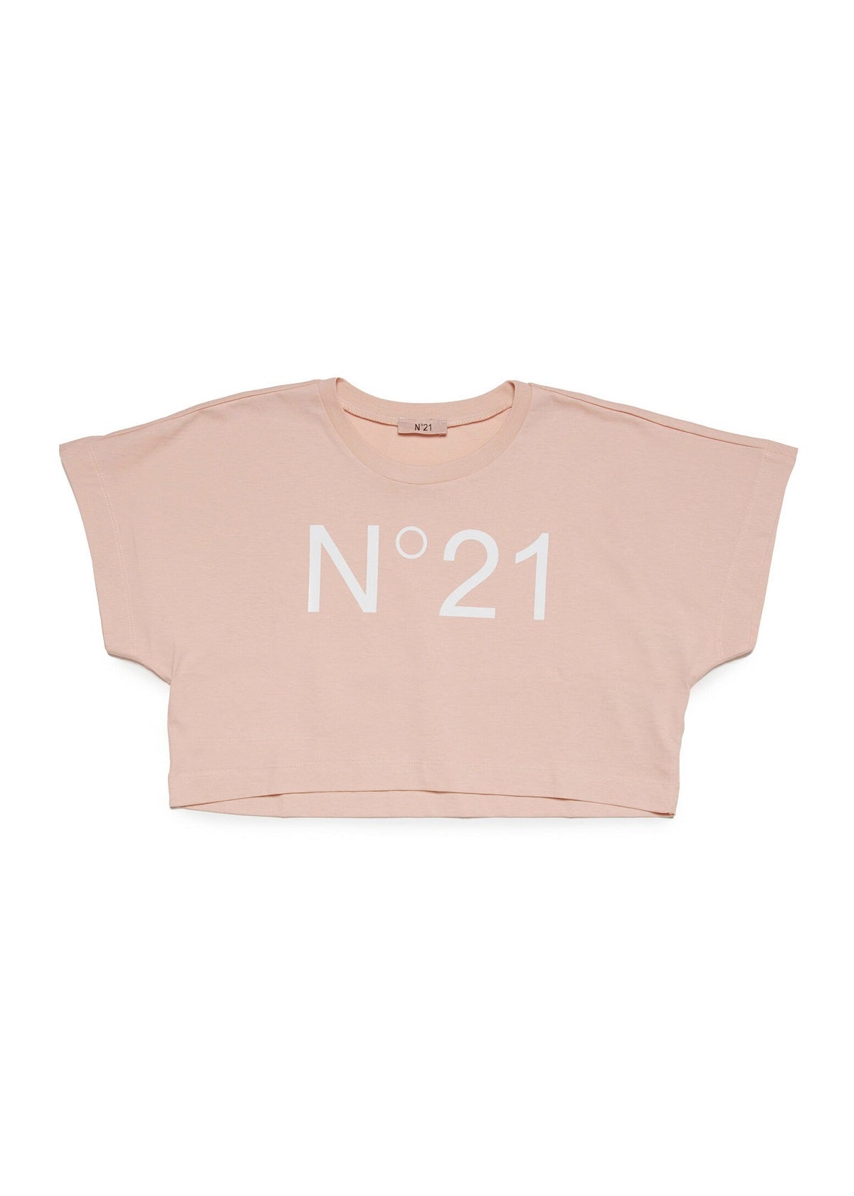 N°21 T-Shirt Rosa Cipria Cropped con Logo