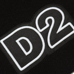 Sciarpa DSquared2 Kids in Misto Lana con Lavorazione a Costine e Applicazione Logo D2 | Colore Nero | Taglia I: 21x160cm, Taglia II: 25x180cm