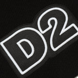 Sciarpa DSquared2 Kids in Misto Lana con Lavorazione a Costine e Applicazione Logo D2 | Colore Nero | Taglia I: 21x160cm, Taglia II: 25x180cm