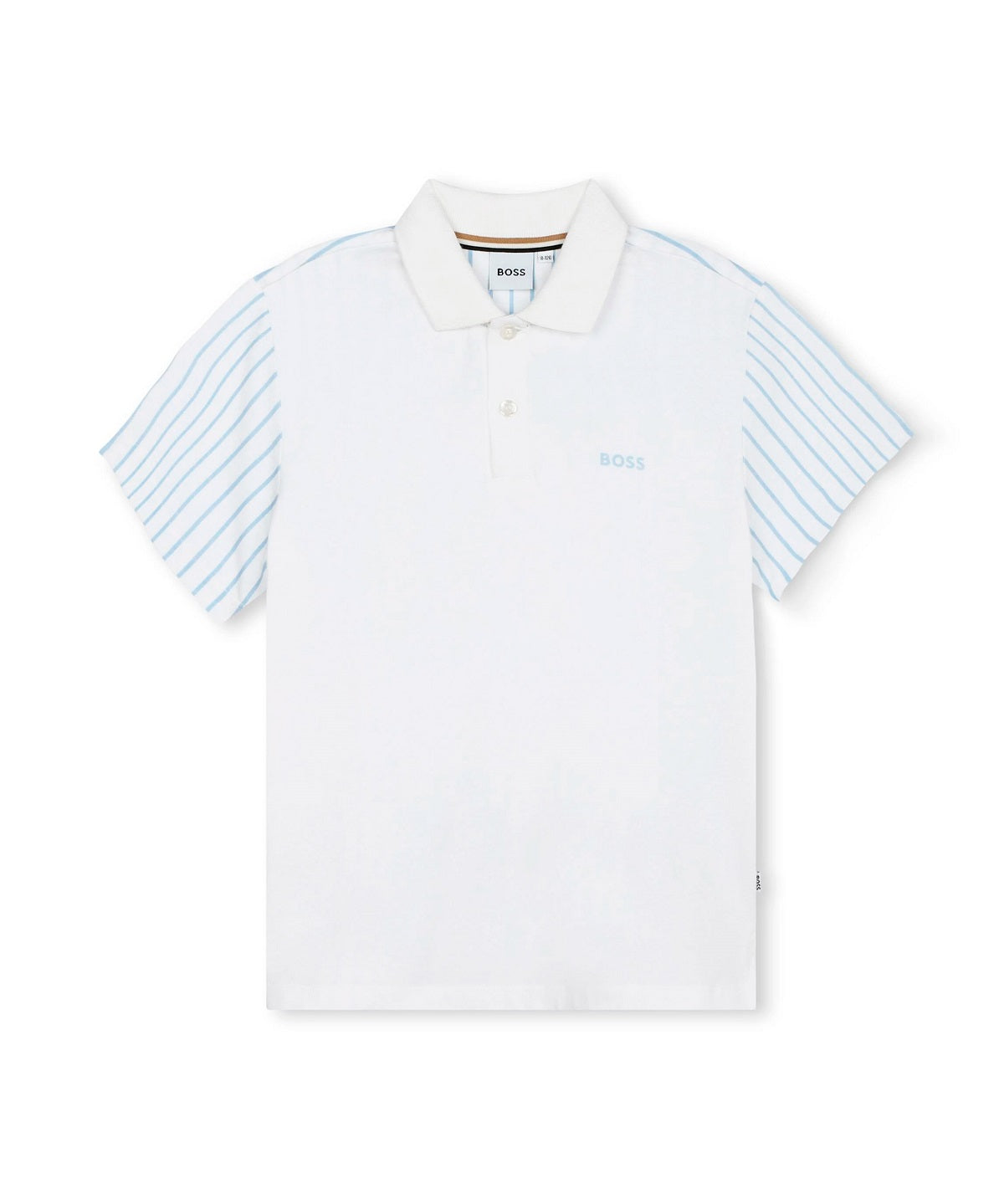 Boss Kids Polo Bianca con Retro a Righe per Bambini
