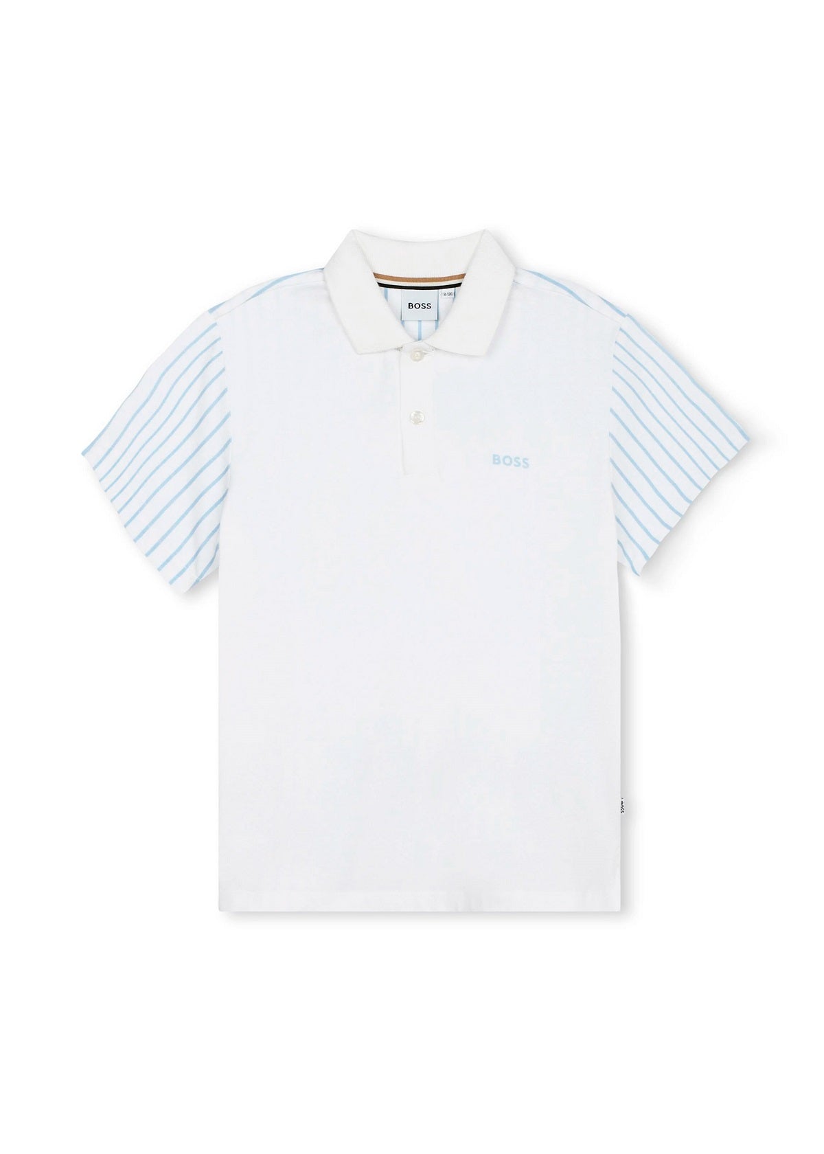 Boss Kids Polo Bianca con Retro a Righe per Bambini