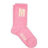 MSGM Kids Calzino con Ricamo Rosa