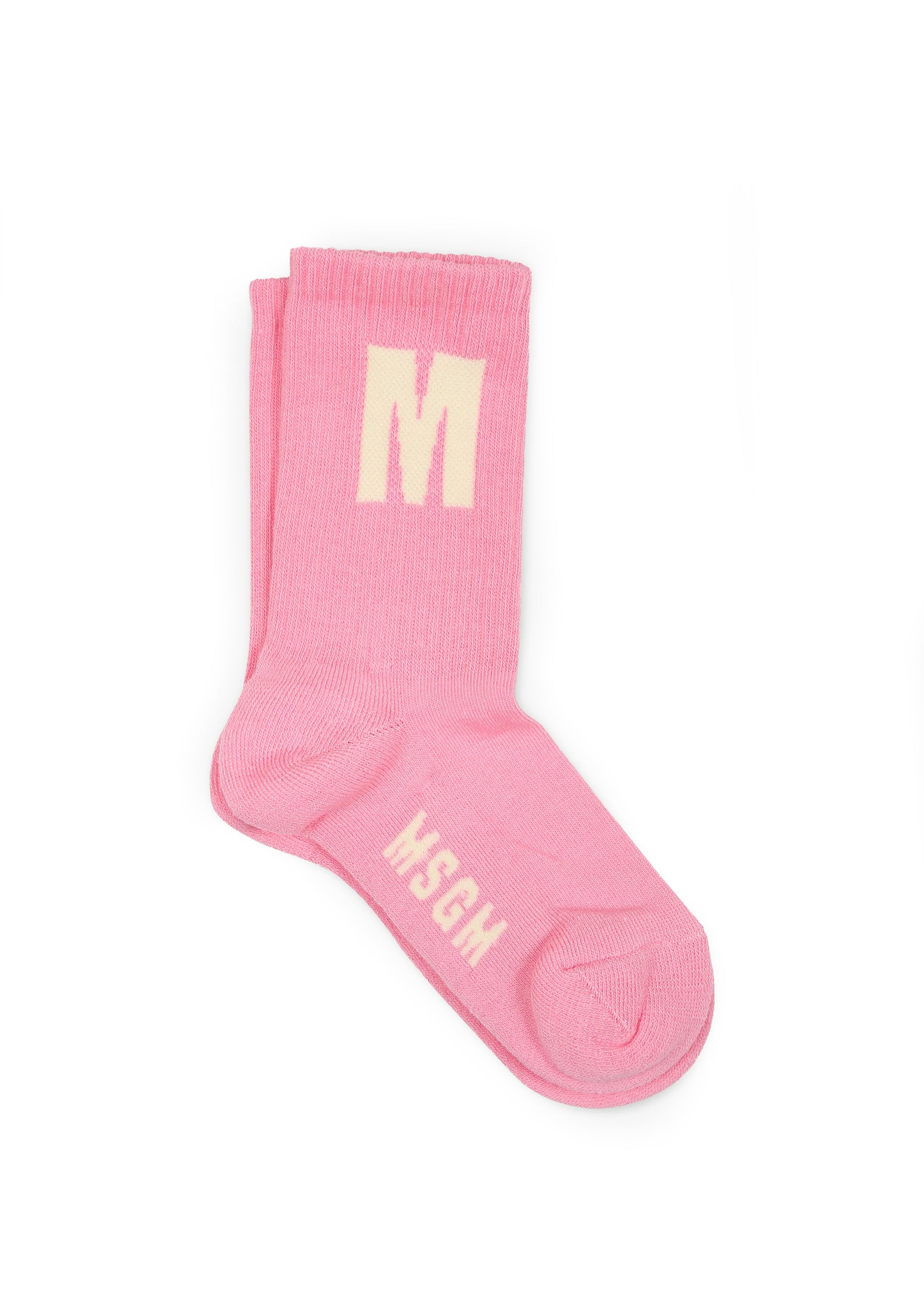MSGM Kids Calzino con Ricamo Rosa