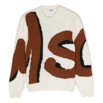 Maglione MSGM Kids a Intarsio con Logo - Bianco/Nero/Cognac