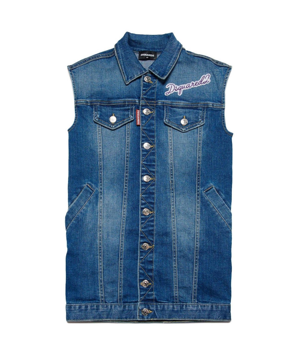 Dsquared2 Kids Abito Smanicato in Denim per Bambine