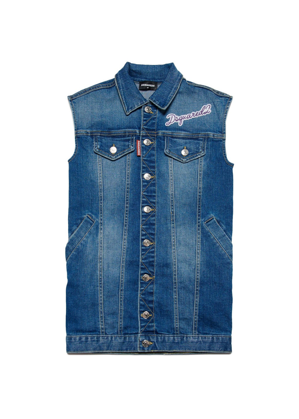Dsquared2 Kids Abito Smanicato in Denim per Bambine