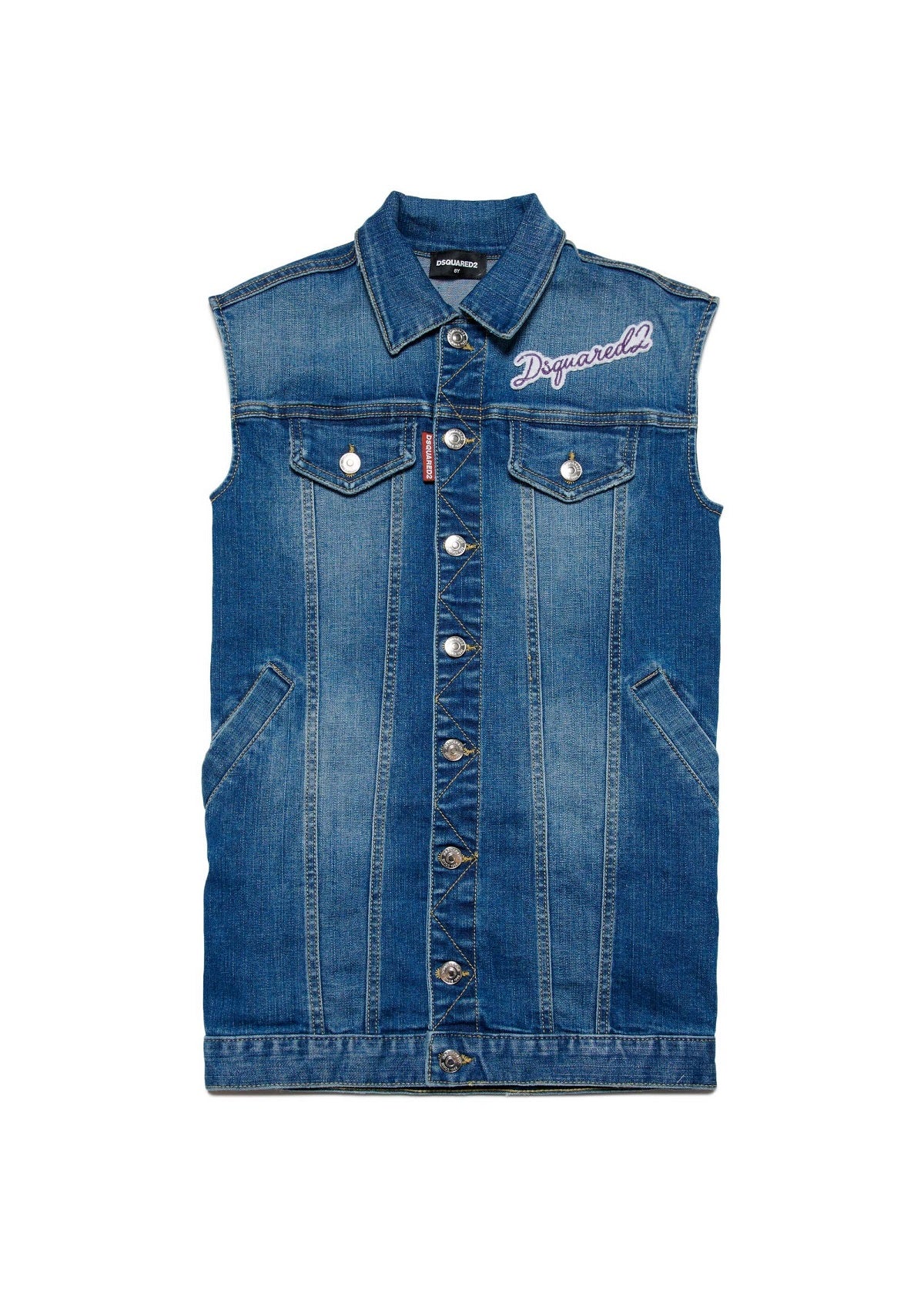 Dsquared2 Kids Abito Smanicato in Denim per Bambine