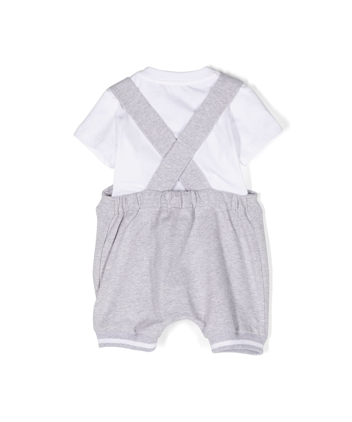 Moschino Kids Salopette Grigia Teddy Bear con T-shirt