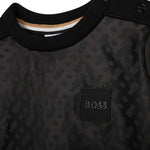 Felpa Girocollo Nera BOSS per Bambini - Stile Elegante con Dettaglio Logo Tono su Tono