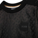 Felpa Girocollo Nera BOSS per Bambini - Stile Elegante con Dettaglio Logo Tono su Tono