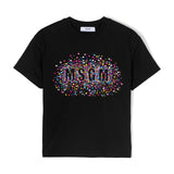 Msgm Kids T-Shirt Nera con Applicazione per Bambine