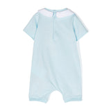Moschino Kids Pagliaccetto Celeste con Stampa Teddy Bear