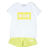 MSGM Neonato Completo t-shirt+bermuda Bianco/ Lime