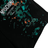 Moschino Kids Short Nero con Stampa Vernice per Neonati
