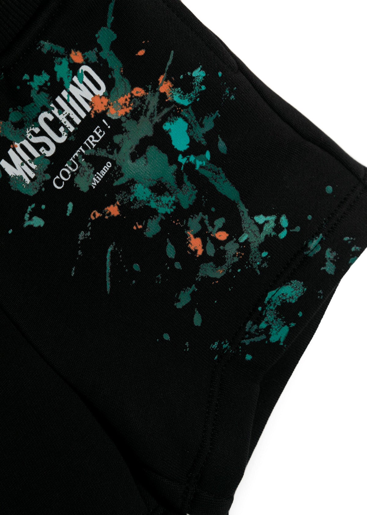 Moschino Kids Short Nero con Stampa Vernice per Neonati