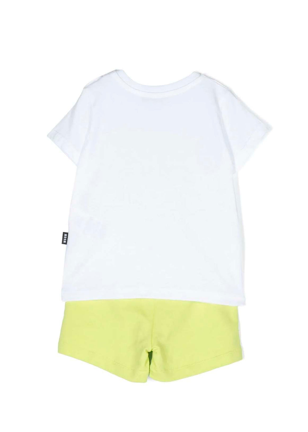 MSGM Neonato Completo t-shirt+bermuda Bianco/ Lime