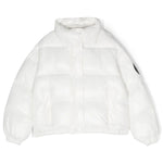 Piumino Imbottito SAVE THE DUCK per Bambine: Eleganza in Bianco con Collo ad Imbuto e Logo Distintivo