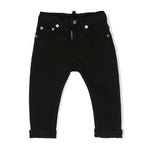 Pantaloni Dritti Neri per Neonati | Applicazione Logo Posteriore | Vita Elasticizzata | Stile Classico