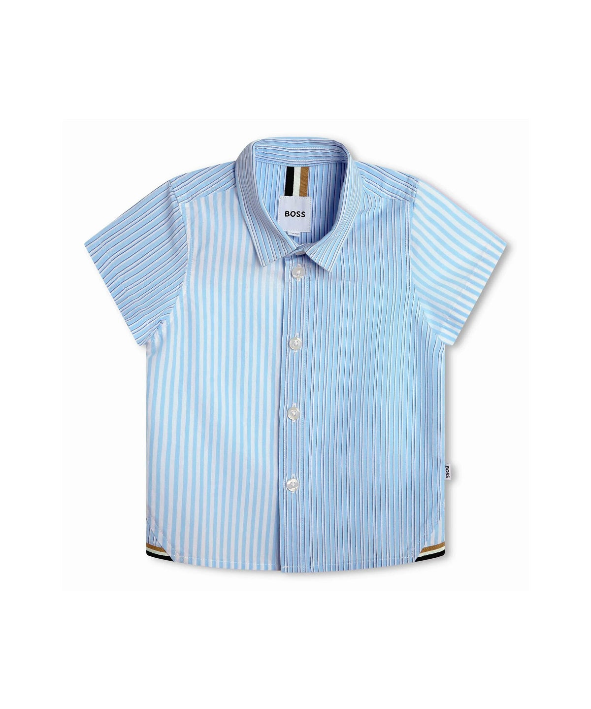 Boss Kids Camicia Celeste a Righe per Neonati