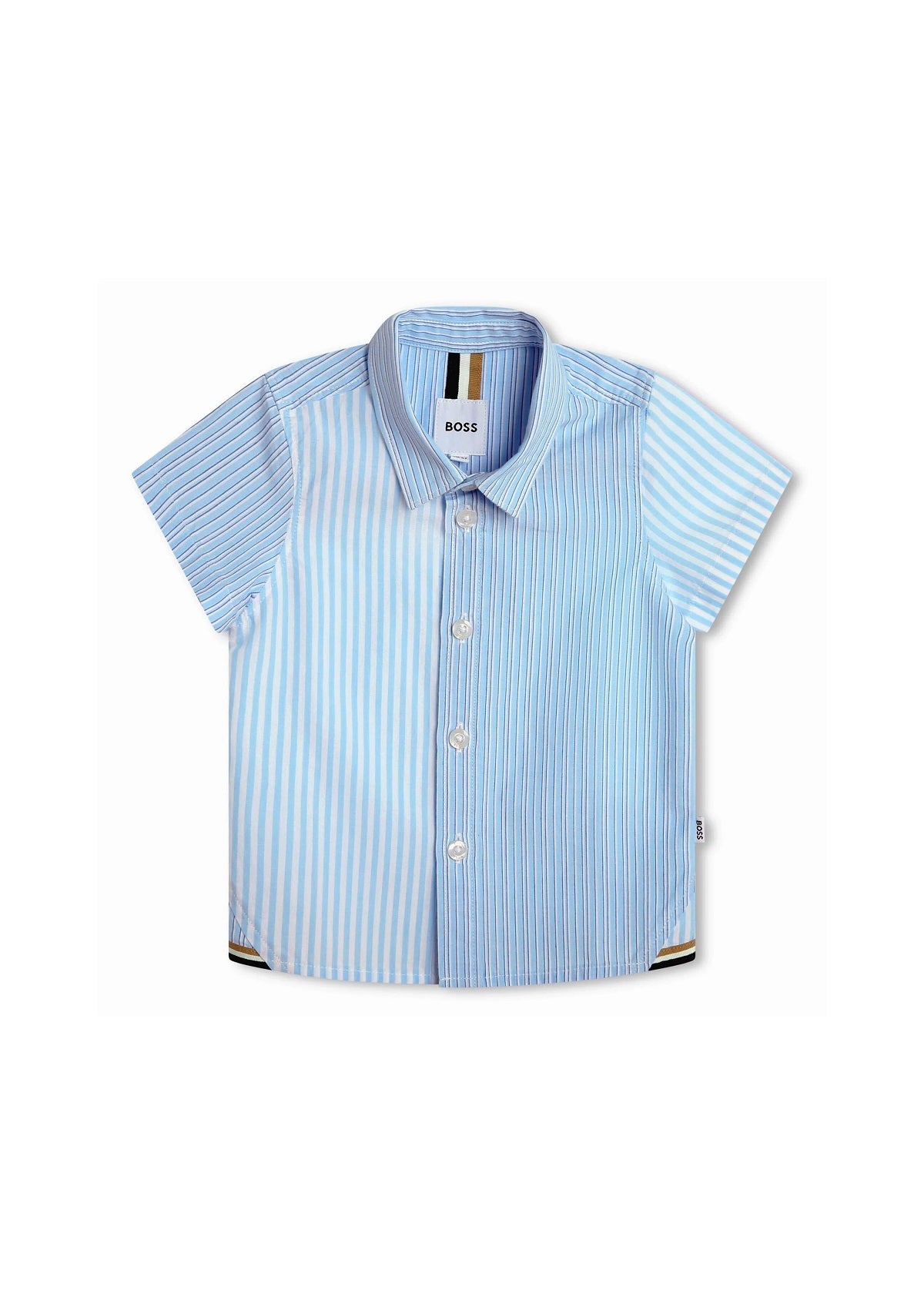 Boss Kids Camicia Celeste a Righe per Neonati