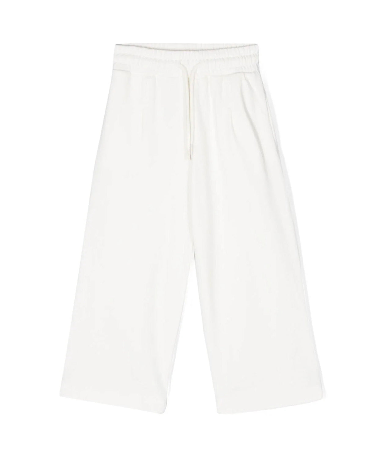 Eleganza sportiva per i più piccoli: Pantaloni Sportivi a Gamba Larga MSGM Kids - Bianco Crema con Logo Applicato