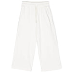 Eleganza sportiva per i più piccoli: Pantaloni Sportivi a Gamba Larga MSGM Kids - Bianco Crema con Logo Applicato