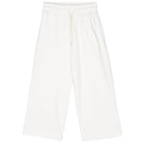Eleganza sportiva per i più piccoli: Pantaloni Sportivi a Gamba Larga MSGM Kids - Bianco Crema con Logo Applicato