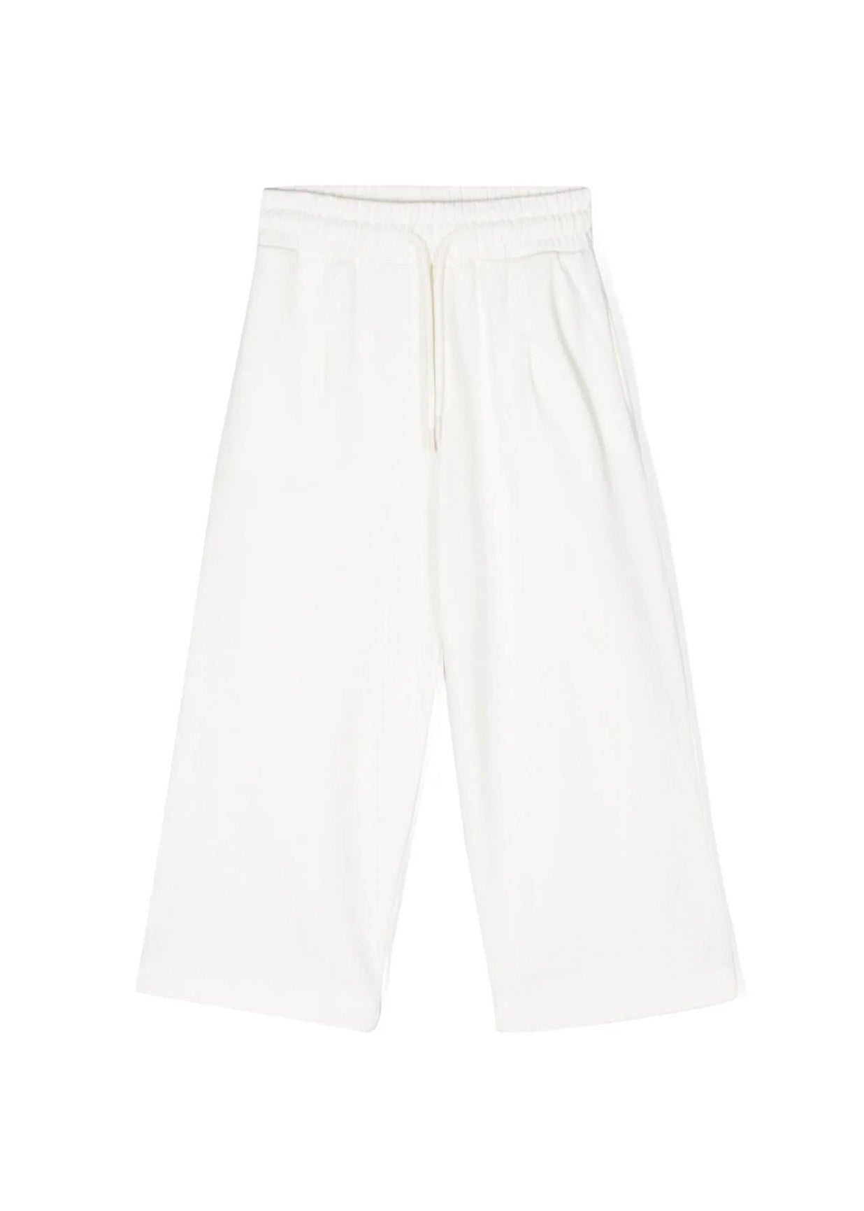 Eleganza sportiva per i più piccoli: Pantaloni Sportivi a Gamba Larga MSGM Kids - Bianco Crema con Logo Applicato