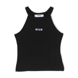 Msgm Kids Canotta Nera a Costine con Logo