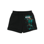 Moschino Kids Short Nero con Stampa Vernice per Neonati
