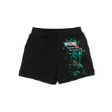 Moschino Kids Short Nero con Stampa Vernice per Neonati