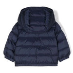 Piumino con Cappuccio Moschino Kids Blu Notte: Calore e Stile per i Neonati