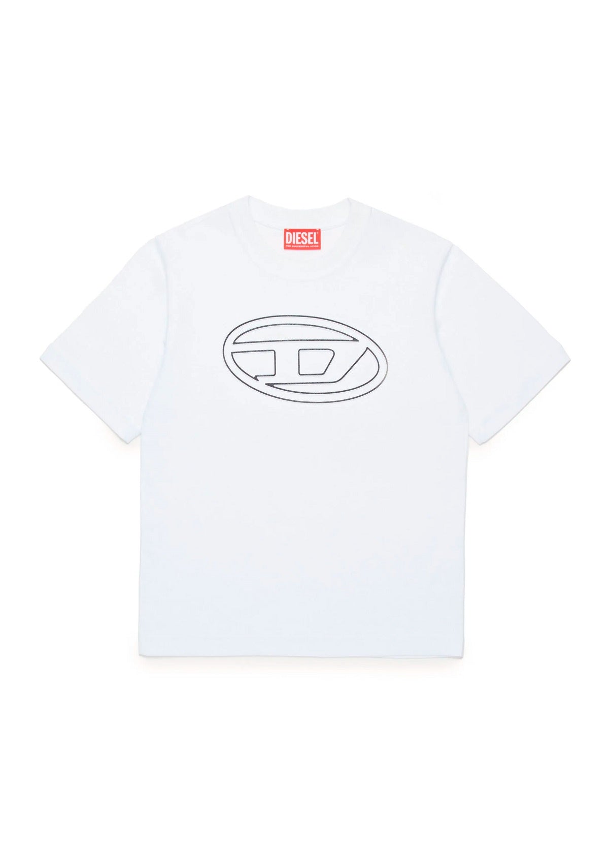 Diesel Kids T-shirt Bianca con Logo Oval D