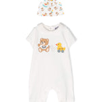 Moschino Kids Pagliacetto con Berretto Panna Teddy Bear