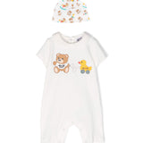 Moschino Kids Pagliacetto con Berretto Panna Teddy Bear