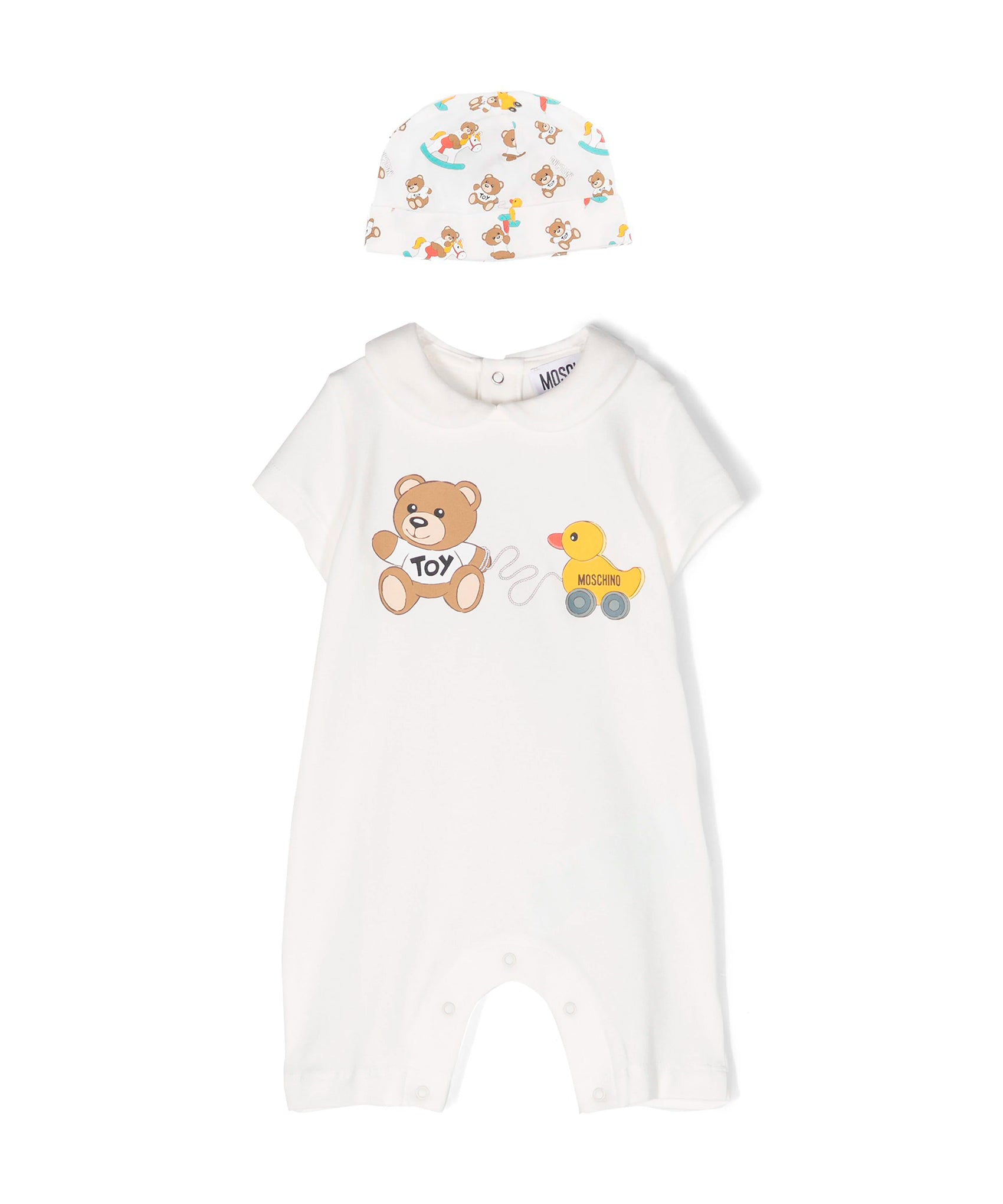 Moschino Kids Pagliacetto con Berretto Panna Teddy Bear