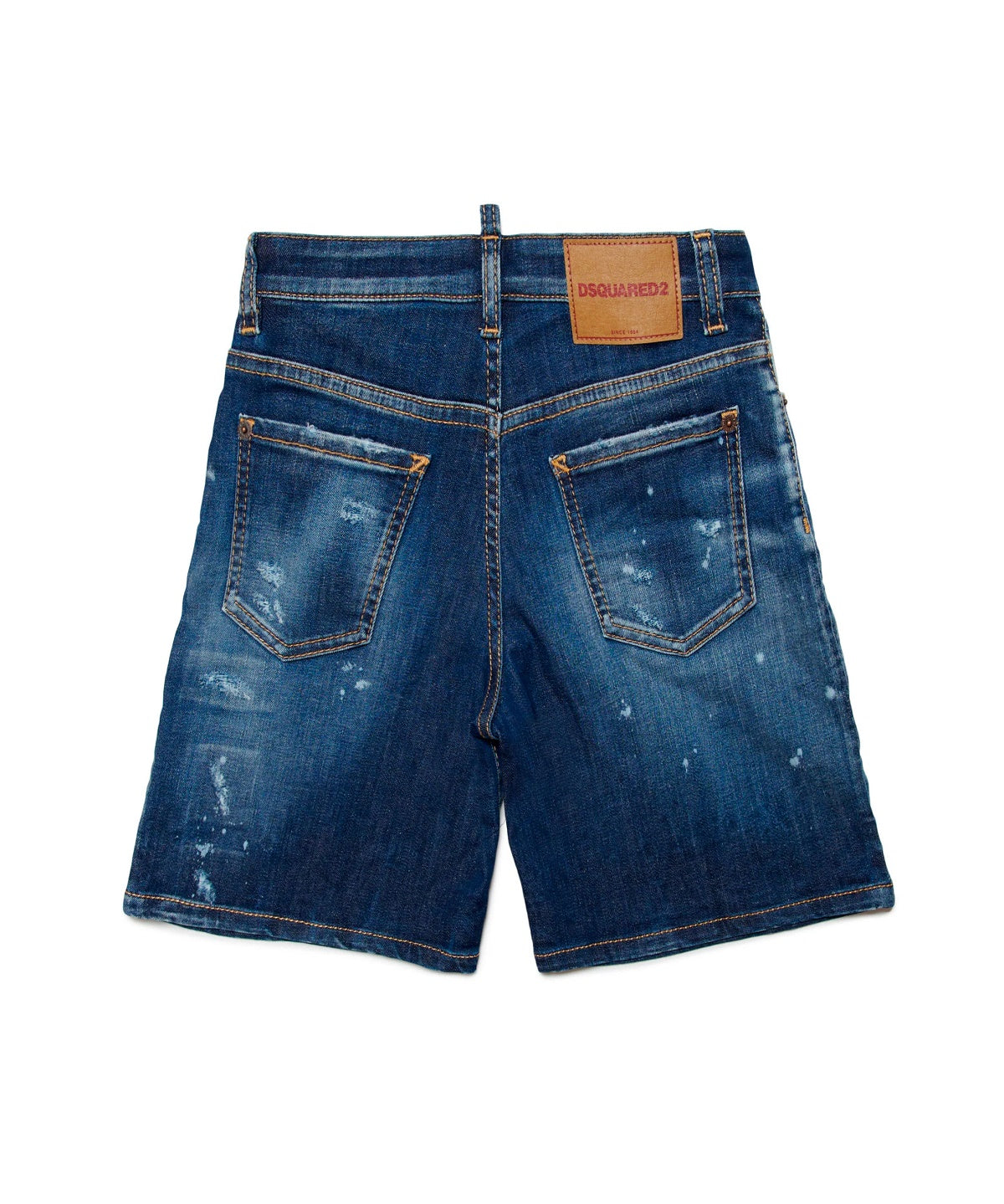 Dsquared2 Kids Short Di Jeans Scuro Sfumato con Rotture per Bambini