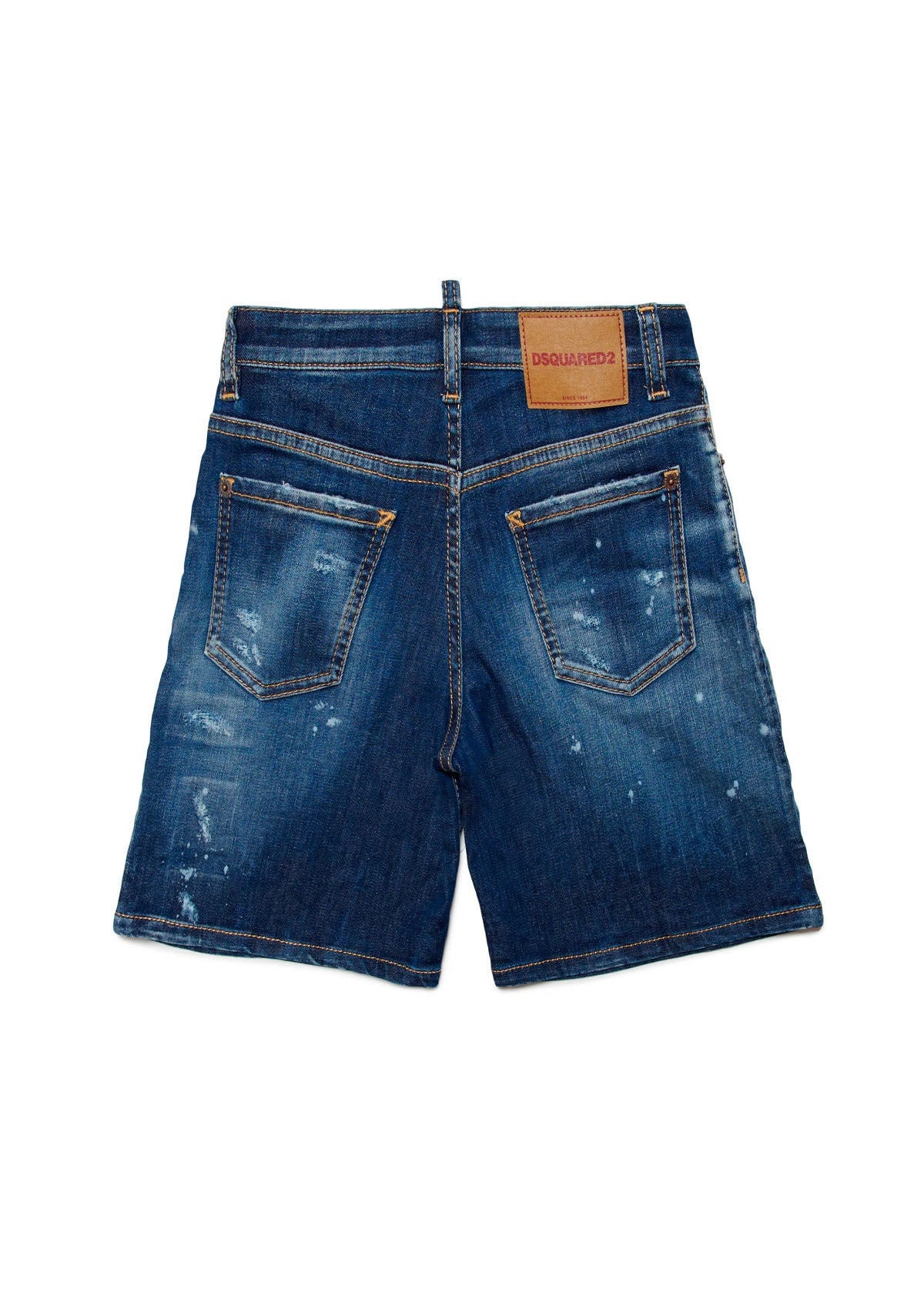 Dsquared2 Kids Short Di Jeans Scuro Sfumato con Rotture per Bambini