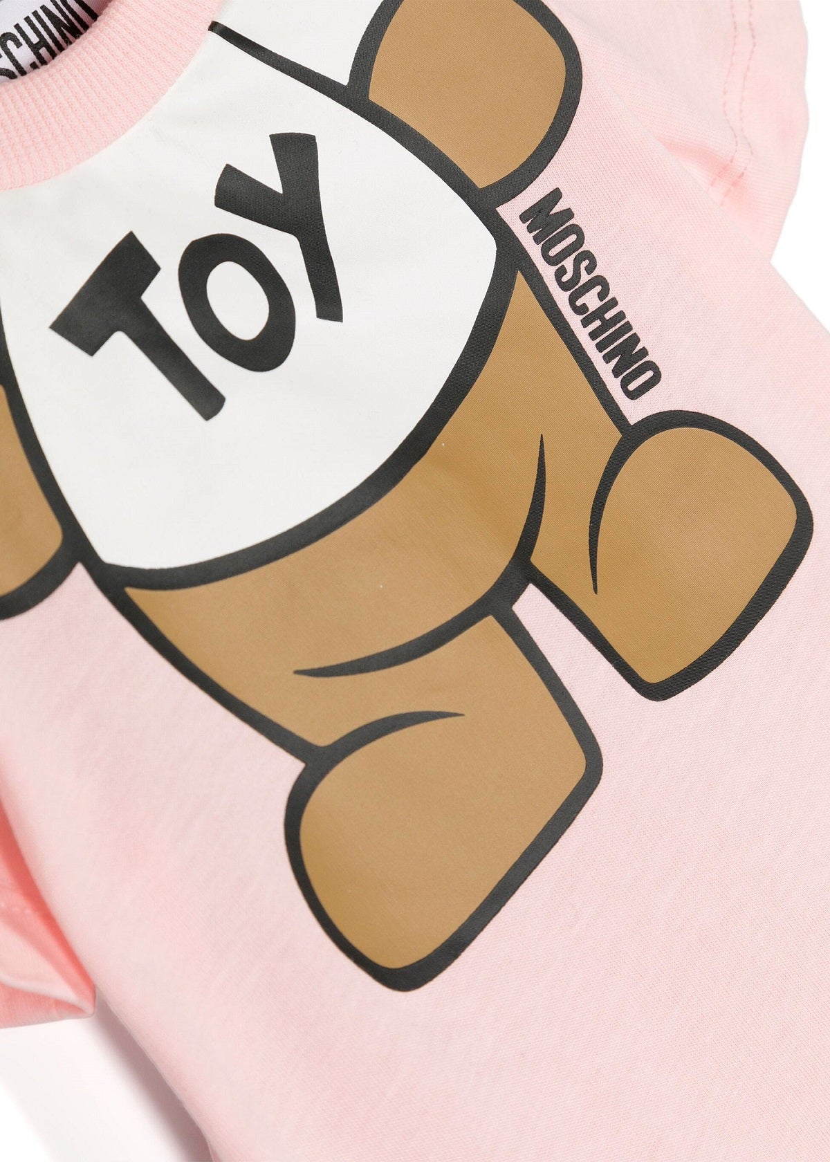 Moschino Kids Pagliaccetto Rosa con Stampa Teddy Bear