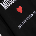 Moschino Kids Felpa Girocollo Nera con Ricamo Cuore per Bambine