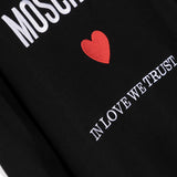 Moschino Kids Felpa Girocollo Nera con Ricamo Cuore per Bambine