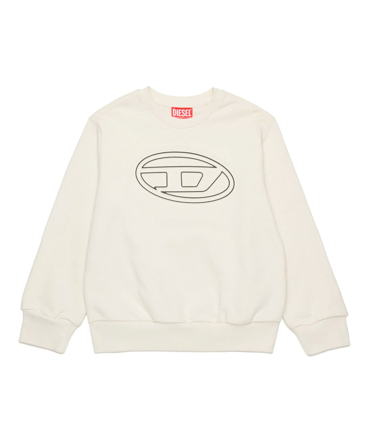 Diesel Kids Felpa Girocollo Panna con Logo Oval D