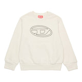 Diesel Kids Felpa Girocollo Panna con Logo Oval D