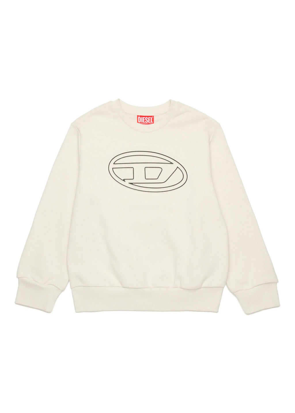 Diesel Kids Felpa Girocollo Panna con Logo Oval D