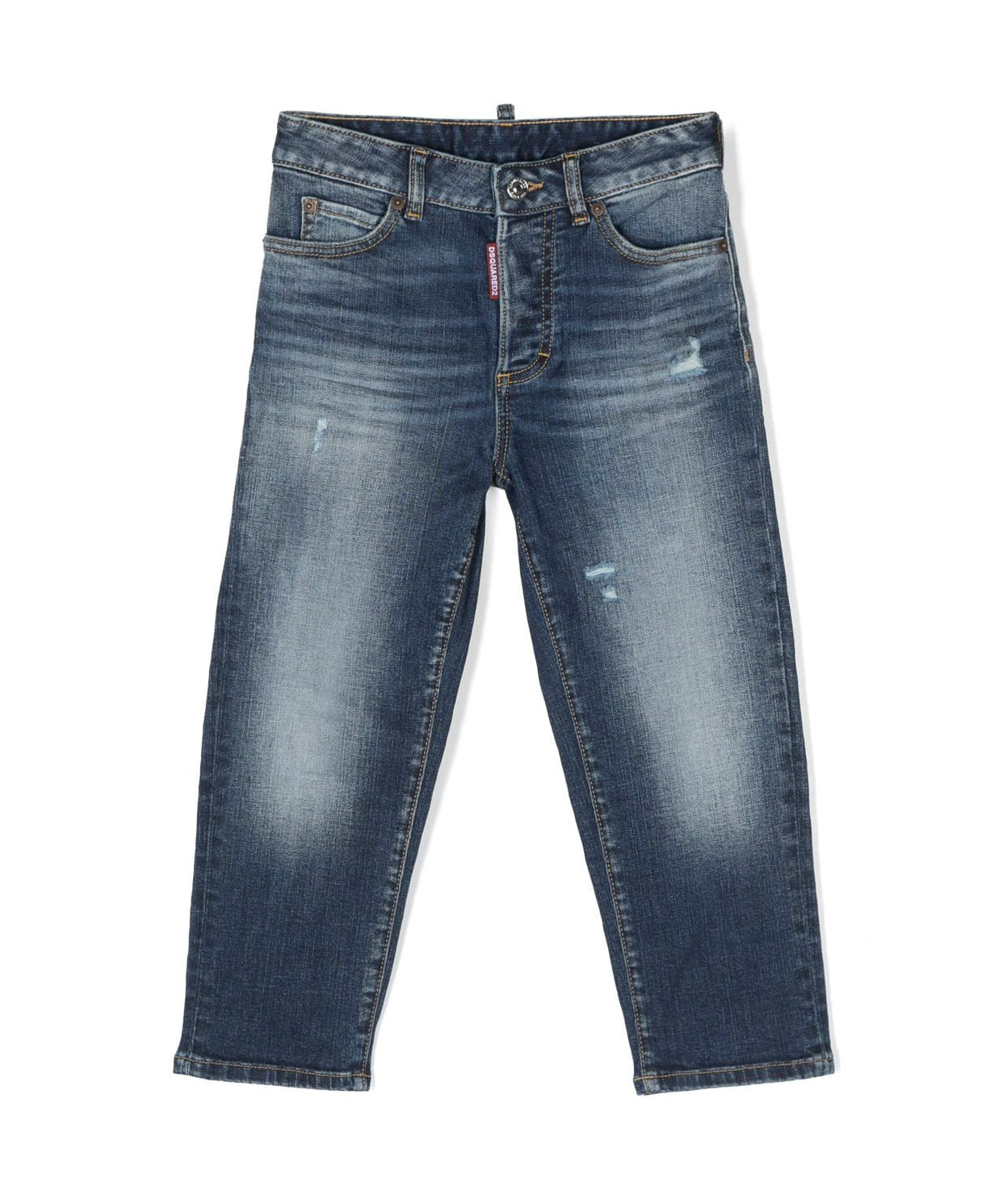 "DSquared2 Kids Jeans Boston per Bambini | Chiusura con Zip e Bottone | Vita con Passanti | Stile Cinque Tasche | Dettagli Sdruciti | Fit Regolare